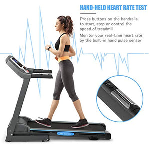 GYMAX Folding Treadmill, Electric Motorized Running Machine with LCD Monitor & Incline Options, Home Use Running Walking Jogging Machine for Cardio Workout Fitness