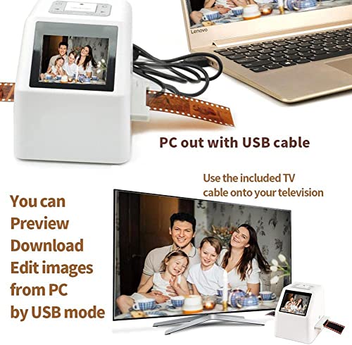 MYDLO 2.4" LCD Film Slide Photo Scanner 22 MP High Resolution Color & B/W 35mm/135, 126, 110, Super 8 Conversion