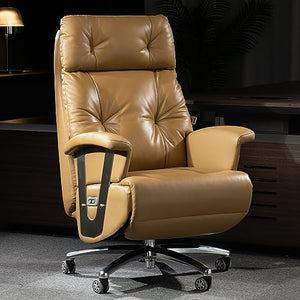 Kinnls Freya Power Recliner Chair with Footrest - Genuine Leather - Khaki