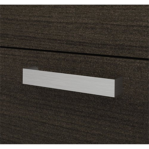 Bestar Ridgeley U-Shaped Executive Desk with Pedestal and Hutch, 65W, Dark Chocolate