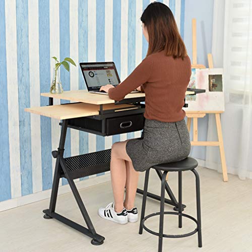 Lgan Tiltable Drawing Table, Adjustable Art Desk, with Storage Craft Table, Drafting Table Maple Panel, Child Adult Drawing Desk