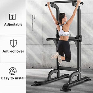 Power Tower Workout Dip Station Pull Up Bar Dip Stands Adjustable Height for Home Gym Strength Training Fitness Equipment