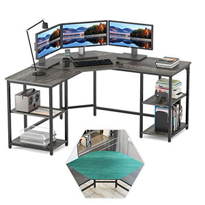 Elephance Large L-Shaped Computer Desk with Shelves, Corner Desk, Home Office Writing Workstation, Gaming Desk PC Latop Table with Storage (56.9 Inch, Boak)