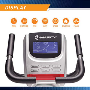 Marcy Regenerating Recumbent Exercise Bike with Adjustable Seat, Pulse Monitor and Transport Wheels ME-706