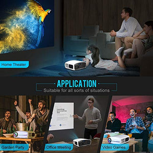 Projector, WiMiUS Native 1080P Projector 6800 Lumens Led Video Projector Support 4K HD Zoom ±50° Digital Keystone Cor, Outdoor & Home Projector Compatible with Fire TV Stick, PS4, PC, iPhone, Android