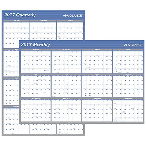 AT-A-GLANCE Wall Planner Calendar 2017, Erasable, Reversible, Yearly, Quarterly, 36 x 24" (A1102)