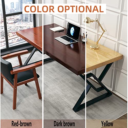 Solid Wood Home Office Computer Desk, Natural Pine PC Workstation, Yellow, 300x120x75cm