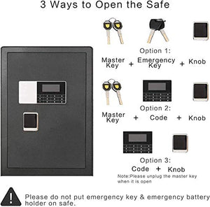 YCGSHOP Digital Security Safe Box, Money Box with Double Safety Key Lock and Password, Special own Interior Lock Box Safe for Home Office - 2.3 Cubic Feet