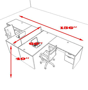 Two Person L Shaped Divider Office Workstation Desk Set, OT-SUL-FP40