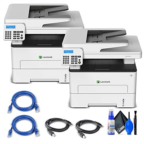 2 x Lexmark MB2236adw Monochrome Multi-Function Laser Printer (18M0400) + 2 x Ethernet Cable + Deluxe Cleaning Set + 2 x High Speed USB Printer Cable - 2 Pack Bundle