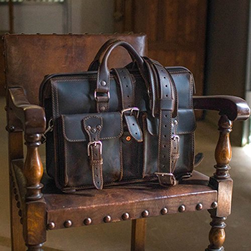 Saddleback Leather Co. Flight Bag 15-inch Full Grain Leather Expandable Laptop Briefcase for Men Includes 100 Year Warranty