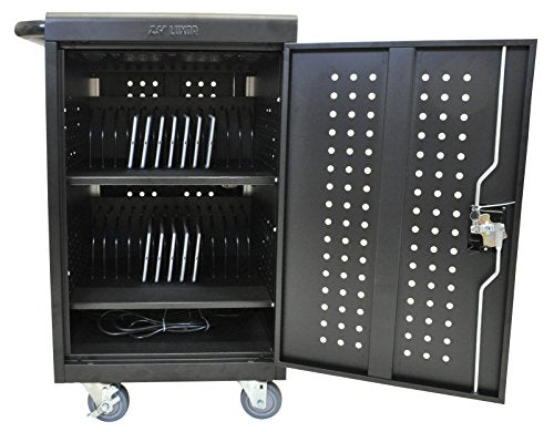 DMD Deluxe Mobile Charging and Storage Cart - Stores up to 30 Devices - Multiple iPad, Tablet, Laptop and Notebook Charging Station/Security Cabinet - Locking Cabinet with Set of Two Keys