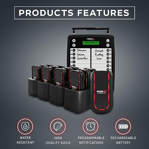 Pagertec TrackStaff V3 Wireless Paging Calling System (Server Paging) for Restaurants, Hospitals, Office & Hotels - Set of 14 Long Range Pagers