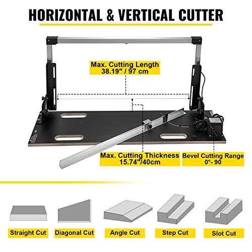 VEVOR Desktop Styrofoam Cutting Machine 42 cm Max. Cut Thickness Foam Cutter 97 cm Max. Cut Length Hot Wire Foam Cutter 0-90° Styrofoam Cutter with Six Heating Wires for Cutting Foams Pearl Cotton