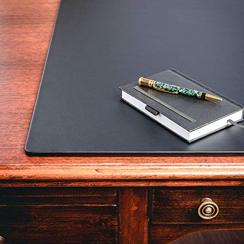 Dacasso Black Leatherette 38" x 24" Without Rails Desk Mat, 38 by 24-Inch