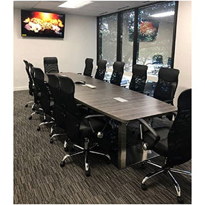 Generic 8 ft Modern Executive Conference Room Table with Metal Steel Legs - Mahogany