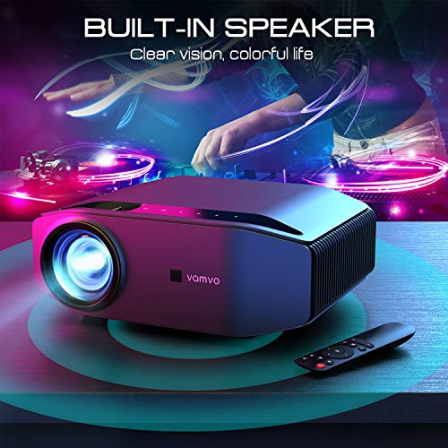 Projector for Outdoor Movies, vamvo L6200 1080P Full HD Video Projector with max 300” Display, 5000Lux, Ideal for Outdoor, Home Theater, Compatible with Fire TV Stick, PS4, HDMI, VGA, AV and USB