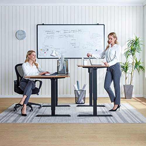 LINSY HOME Electric Standing Desk L Shaped, Height Adjustable Computer Desk Workstation for Home Office with Splice Board, Black Frame Walnut Top, LS260V5-A