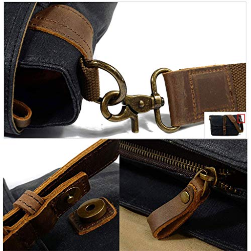 FXZMJN Black Business Briefcase, Leather Canvas Bag, Large Capacity Waterproof Computer Bag, Multifunctional Travel Anti-Theft Bag