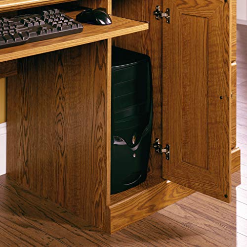 Sauder 401354 Orchard Hills Computer Desk with Hutch, L: 58.74" x D: 23.47" x H: 57.24", Carolina Oak finish