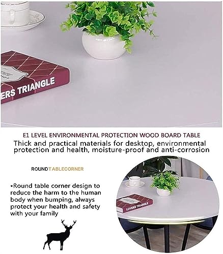 WEBERT Office Reception Room Club Table and Chair Set - Small Round Nordic Wooden Dining Table 5-Piece Set - Dark Grey