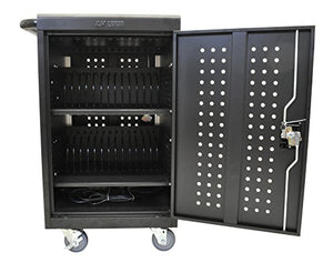 DMD Deluxe Mobile Charging and Storage Cart - Stores up to 30 Devices - Multiple iPad, Tablet, Laptop and Notebook Charging Station/Security Cabinet - Locking Cabinet with Set of Two Keys