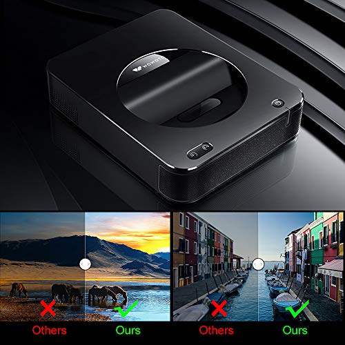 WOWOTO Short Throw Projector 3000 Lumens 120 inch Screen DLP LED Projector with Mini Size (7.9 x 6.3 x 1.9 Inch) Built-in Battery (S6A, Black)