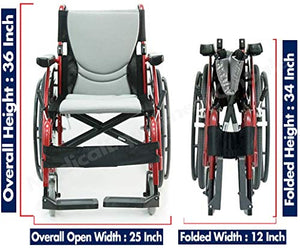 Karman Healthcare S-Ergo 125 Ergonomic Wheelchair, 18" Seat Width, Silver Frame with Free Black Medical Utility Bag