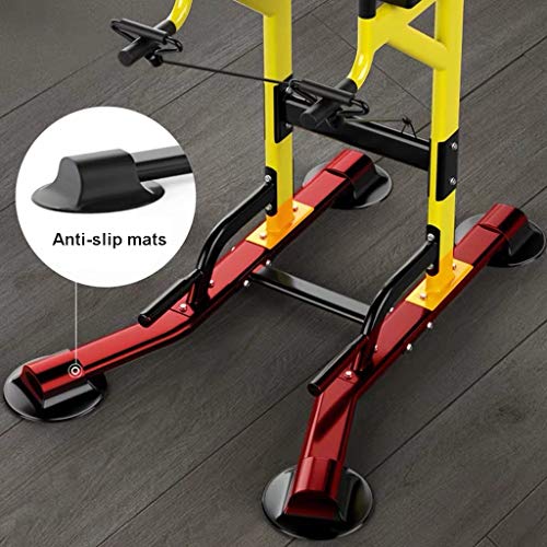Fitness equipment Pull-up Bars Free Standing Stand Dip Station Power Tower Pull-up Bar Strength Training for Home Gym 990 Weight Capacity (Size : C-Yellow)