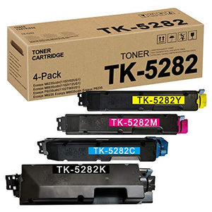 4 Pack (1BK+1C+1M+1Y) TK5282 TK-5282 1T02TW0US0 1T02TWCUS0 1T02TWBUS0 1T02TWAUS0 Toner Cartridge Replacement for Kyocera Ecosys M6235cidn(1102V02US1) M6235 M6635cidn P6235 Toner Kit Printer