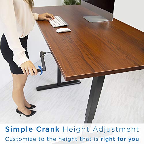 Mount-It! Stand Up Desk with Manual Crank, Frame Only, Height Adjustable Sit-Stand Base, Standing Ergonomic Home Office Desk Workstation, Black