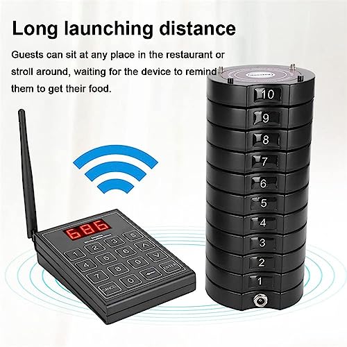 ROLTIN Restaurant Pager Wireless Calling System with 999 Channels Keypad and Coasters - 3 Calling Modes, Fast Food Cafe Solution
