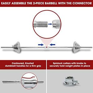 STOZM Dumbbell Full Set - Dumbbell Set with Case, Collars, Connectors, Weight Plate, Dumbbell and Bar Bell Options (Chrome, 110lbs) (T18D)