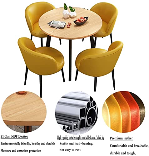 UsmAsk Round Leather Office Table and Chair Set (Blue)