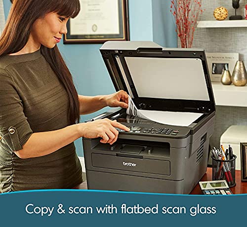 Brother MFC-L2710DW Compact Monochrome All-in-One Laser Printer - Print Copy Scan Fax - Wirless Connectivity - Mobile Printing - Auto 2-Sided Printing - Up to 32 Pages/Min - ADF + iCarp HDMI Cable