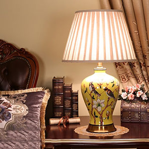 505 HZB Chinese Modern Copper Ceramic Desk Lamp, Bedroom Bedside Cabinet Lamp, Living Room Study Desk Lamp