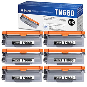 (Black,6 Pack) TN660 TN-660 Toner Cartridge Replacement for Brother HL-L2300D L2320D L2340DW L2360DW L2380DW MFC-L2680W L2685DW L2705DW L2707DW DCP-L2520DW L2540DW Toner Printer