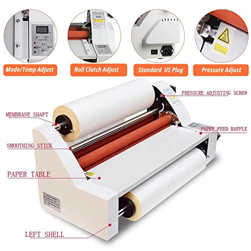 Fencia Laminator Machine with 17'' Laminating Film Roll - Hot/Cold Single/Dual Sided Thermal for School/Office/Commercial Use 110V