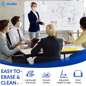 OCNBLU Mobile White Board 72"x36" - Magnetic Dry Erase Board with Lockable Wheels - Multipurpose Double-Sided Board for Home, Office, Classroom Use - Adjustable Height, Fixed Angle, 360-Degree Flip