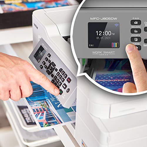 Brother MFC-J805DWB INKvestment Tank All-in-One Wireless Color Inkjet Printer - 4-in-1 Print Copy Scan Fax - 12 ppm, 6000 x 1200 dpi, Auto Duplex, up to 1-Year of Ink in-Box, Tillsiy Printer Cable
