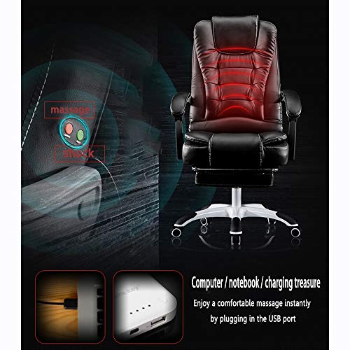 LJFYXZ Executive Recline PU Leather Padding Desk Chair with High Back Large Seat and Tilt Function Waist Massage with Extended Legrest and Recliner Load-Bearing 150kg (Color : Beige)