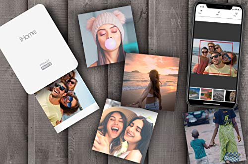 iHome® PocketPrint3™ Mobile Photo Printer, Square 3x3 inch Printouts (White)