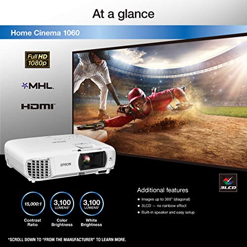 Epson Home Cinema 1060 Full HD 1080p Projector (Renewed)