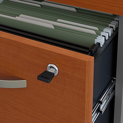 Bush Business Furniture Series C Right Handed L Shaped Desk with Mobile File Cabinet in Auburn Maple