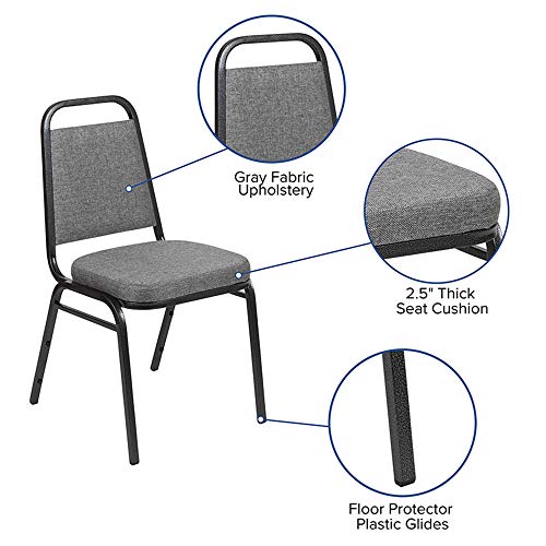 Flash Furniture 4 Pack HERCULES Series Stacking Banquet Chair - Gray Fabric/Silver Vein Frame