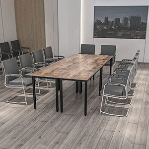 Bonzy Home 9ft Conference Table Rustic Vintage Brown 110.2"x47.2"x29.5" - 4PCS
