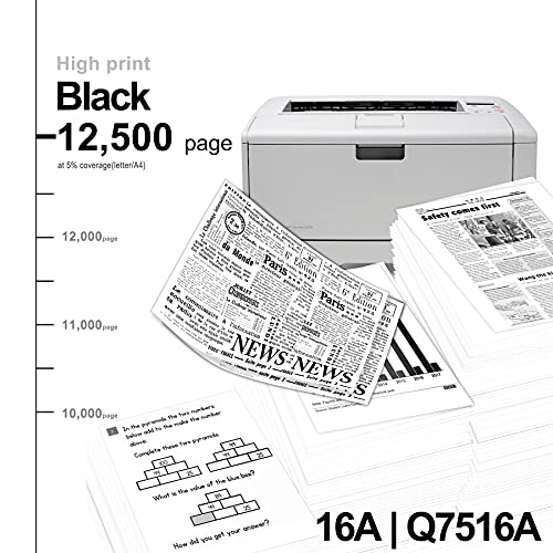 2 Pack Black High Yield Compatible 16A | Q7516A Toner Cartridge Replacement for HP 5200 5200N 5200tn 5200dtn 5200L Printer