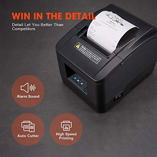 MUNBYN POS Printer, 80mm USB Receipt Printer, POS Receipt Printer with Auto Cutter ESC/POS Command Support Windows（Only USB Interface）
