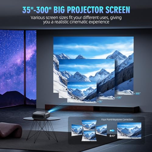 BBianLyy Wifi Bluetooth 4k Native Outdoor Projector 20000 Lumen Home Theater Portable Movie Compatible with HDMI USB TV Stick iOS Android