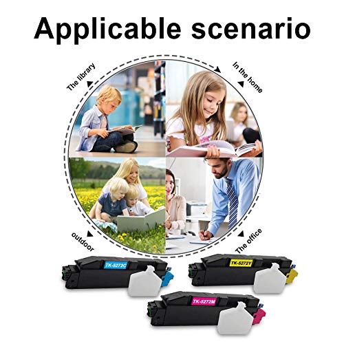 3 Pack-1C+1M+1Y TK5272 TK-5272Y TK5272C TK-5272M 1T02TVCUS0 1T02TVBUS0 1T02TVAUS0 Toner Cartridge Replacement for Kyocera ECOSYS M6235cidn (1102V02US1) M6630cidn (1102TZ2US1) Toner Kit Printer